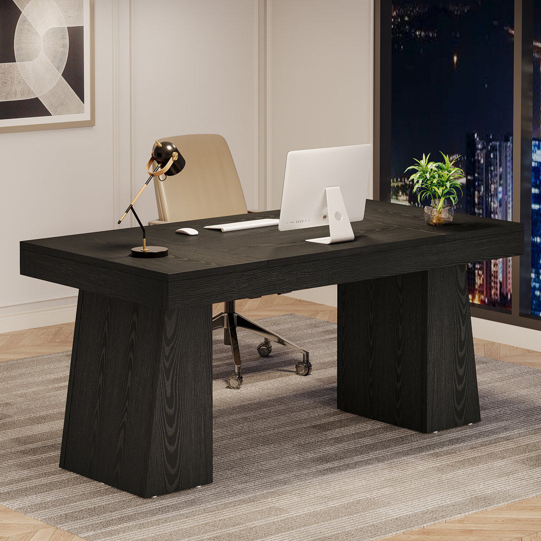 Wolbach 55 Inches Executive Desk with Double Trapezoid Base